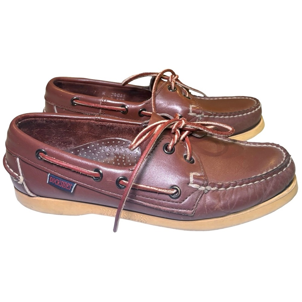 Sebago Docksides Brown Leather Boat Shoes Made in USA Womens 7 M 34033